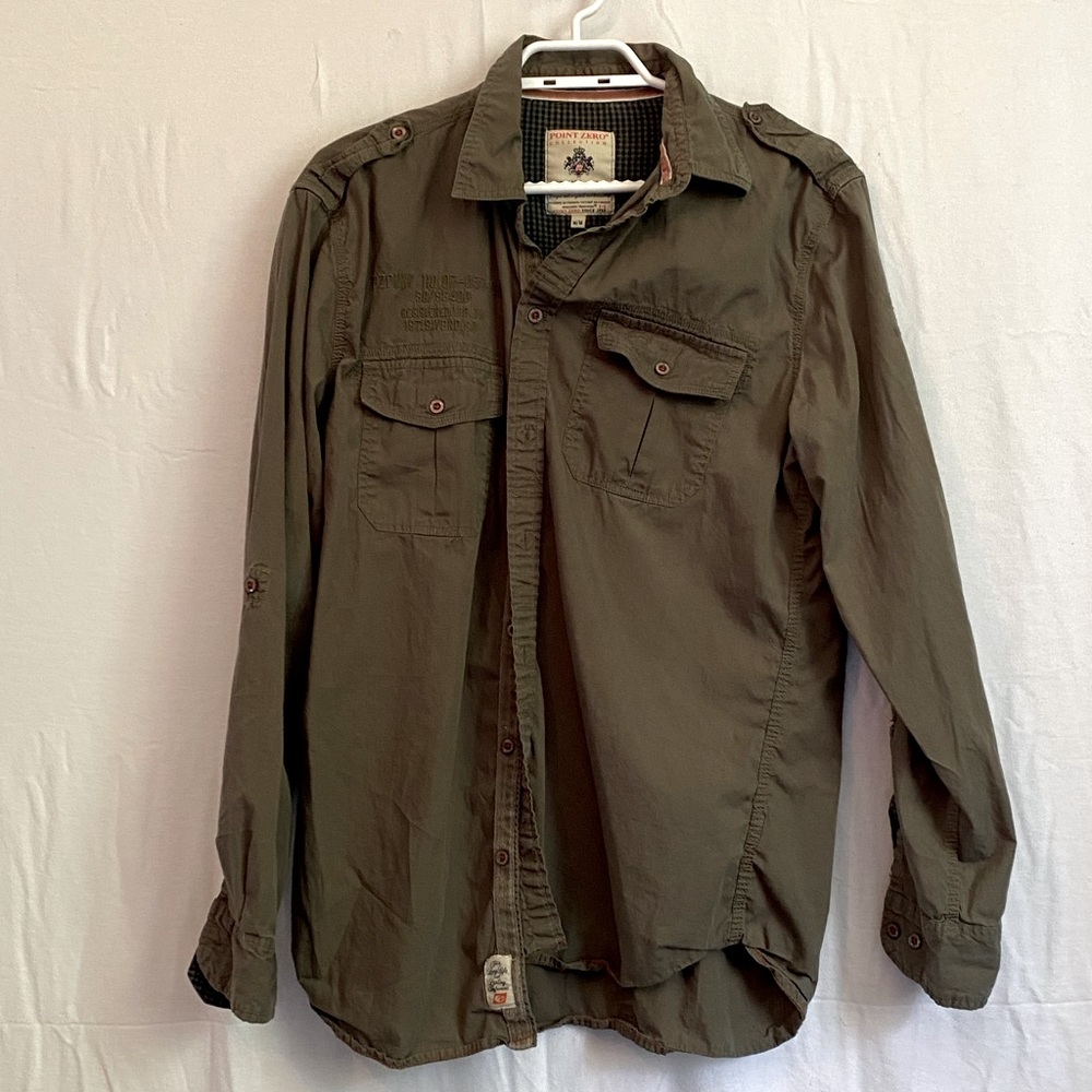 Point Zero Premium Long Sleeve Button Down Mens Med EUC